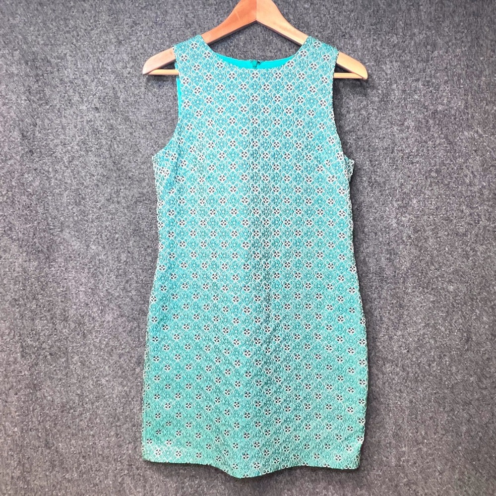 Banana Republic Teal Floral Brocade Shift Dress Italian Fabric Size 6 949951-01